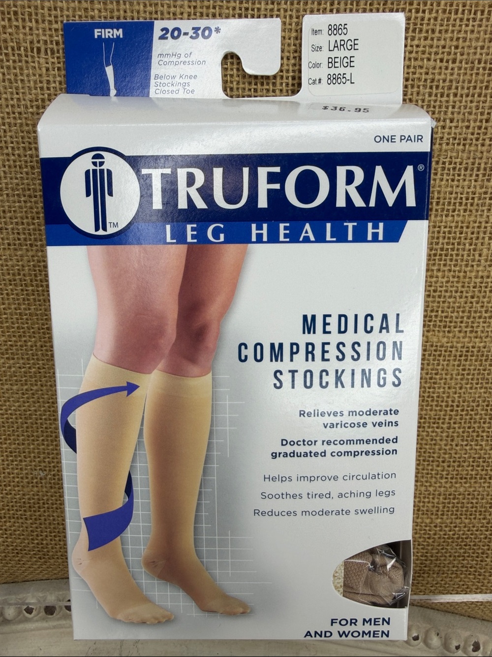 Truform Medical Compression Knee-High Socks - Beige, Large